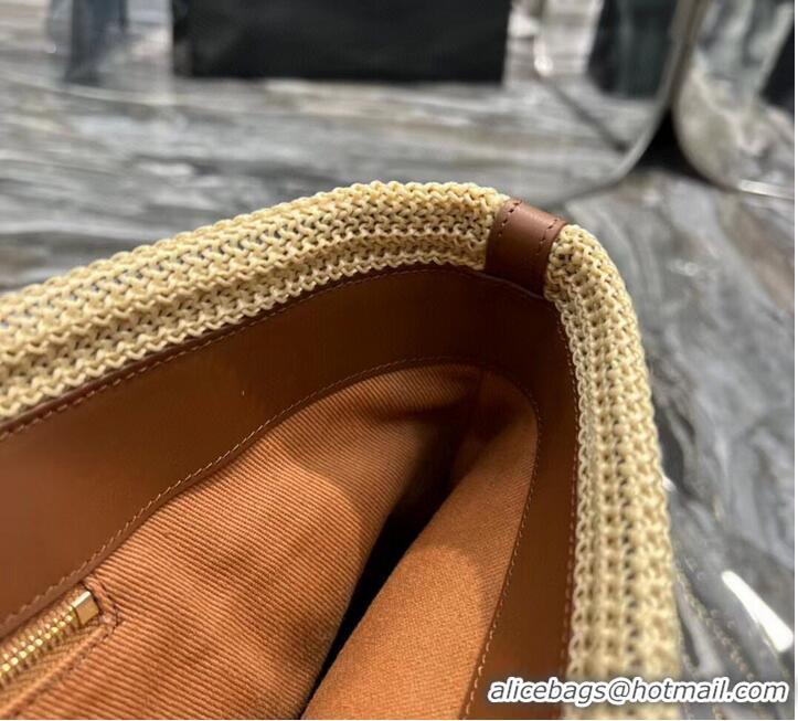 Promotional SAINT LAURENT PANIER MEDIUM BAG IN RAFFIA Y811502 TAUPE