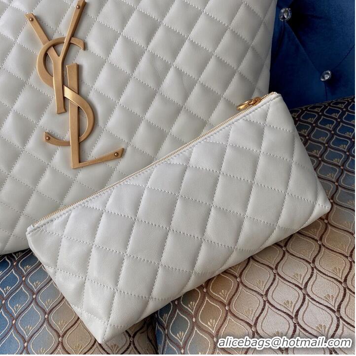 Well Crafted Yves Saint Laurent ICARE MAXI SHOPPING BAG IN QUILTED LAMBSKIN 698652 white