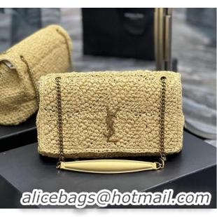 Discount SAINT LAURENT JAMIE MEDIUM CHAIN BAG CARRE RIVE GAUCHE IN CROCHET RAFFIA AND SMOOTH LEATHER 515821 NATUREL