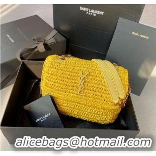 Good Looking SAINT LAURENT NIKI SMALL CHAIN BAG IN RAFFIA 498892 YELLOW