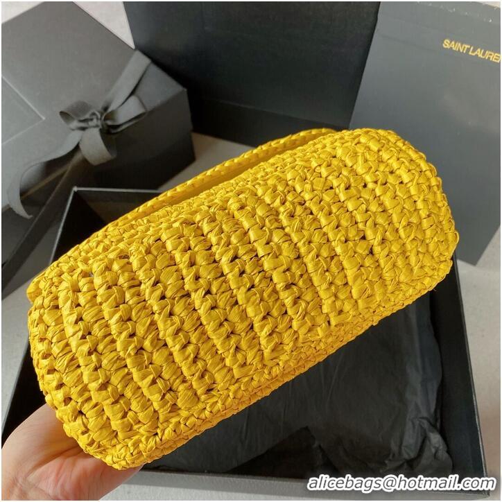 Good Looking SAINT LAURENT NIKI SMALL CHAIN BAG IN RAFFIA 498892 YELLOW