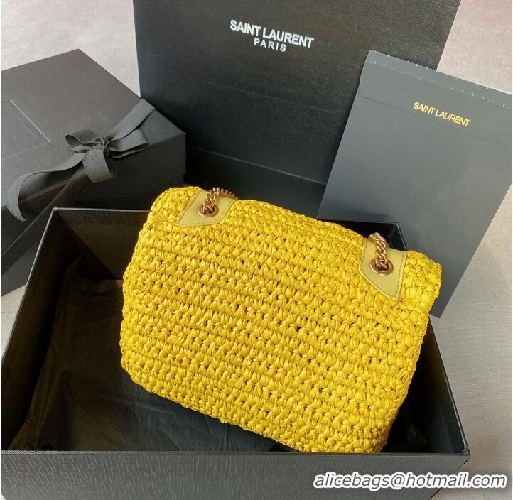 Good Looking SAINT LAURENT NIKI SMALL CHAIN BAG IN RAFFIA 498892 YELLOW