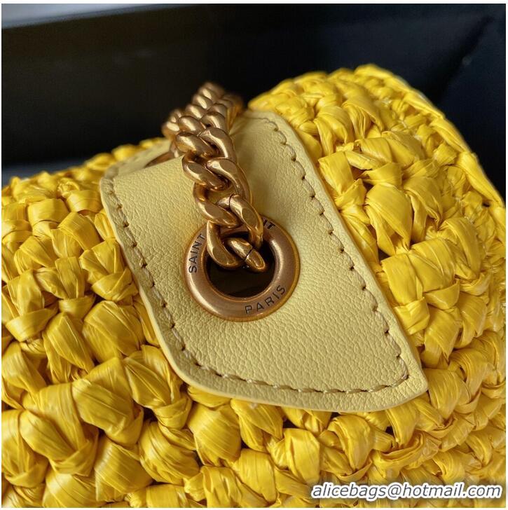 Good Looking SAINT LAURENT NIKI SMALL CHAIN BAG IN RAFFIA 498892 YELLOW