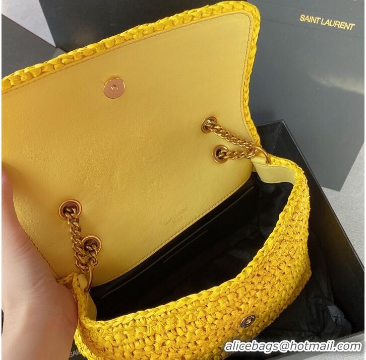 Good Looking SAINT LAURENT NIKI SMALL CHAIN BAG IN RAFFIA 498892 YELLOW