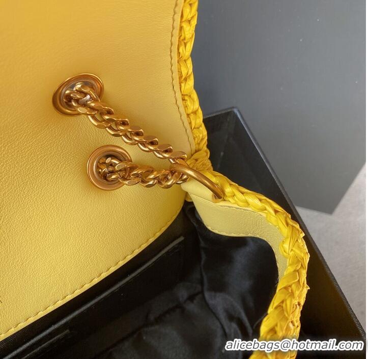 Good Looking SAINT LAURENT NIKI SMALL CHAIN BAG IN RAFFIA 498892 YELLOW