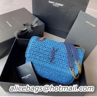 Top Quality SAINT LAURENT NIKI SMALL CHAIN BAG IN RAFFIA 498892 blue