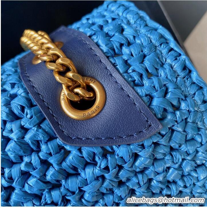 Top Quality SAINT LAURENT NIKI SMALL CHAIN BAG IN RAFFIA 498892 blue