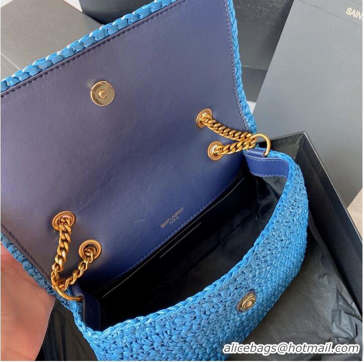 Top Quality SAINT LAURENT NIKI SMALL CHAIN BAG IN RAFFIA 498892 blue