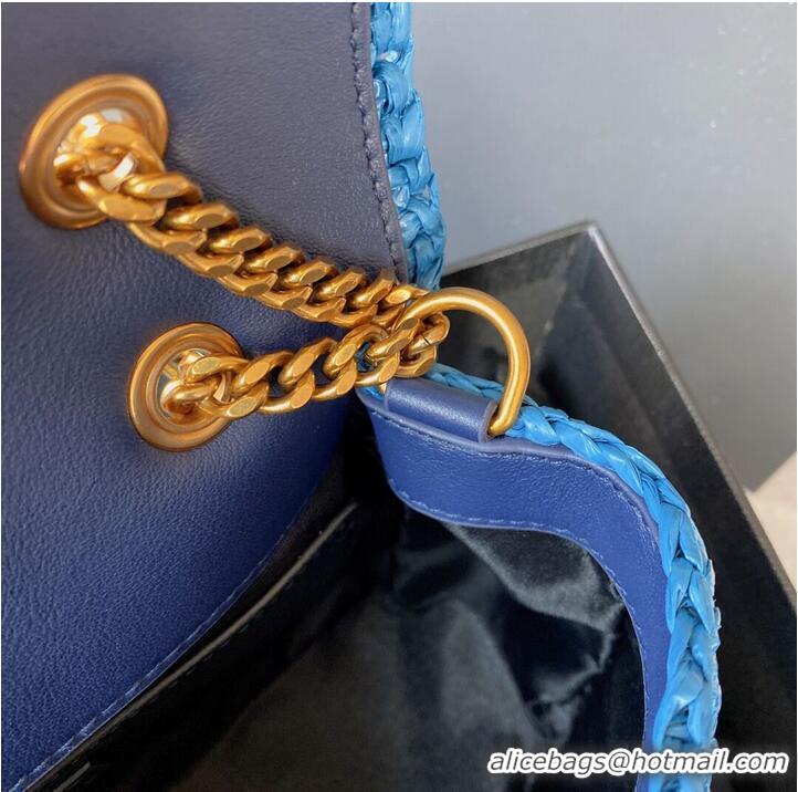 Top Quality SAINT LAURENT NIKI SMALL CHAIN BAG IN RAFFIA 498892 blue