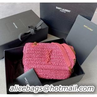 Well Crafted SAINT LAURENT NIKI SMALL CHAIN BAG IN RAFFIA 498892 ROSE