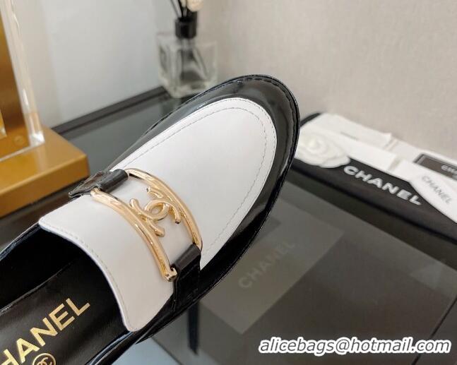 Super Quality Chanel Shiny Calfskin Mules 5.5cm G39320 Black/White