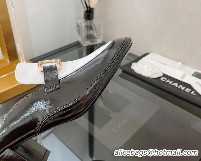 Super Quality Chanel Shiny Calfskin Mules 5.5cm G39320 Black/White