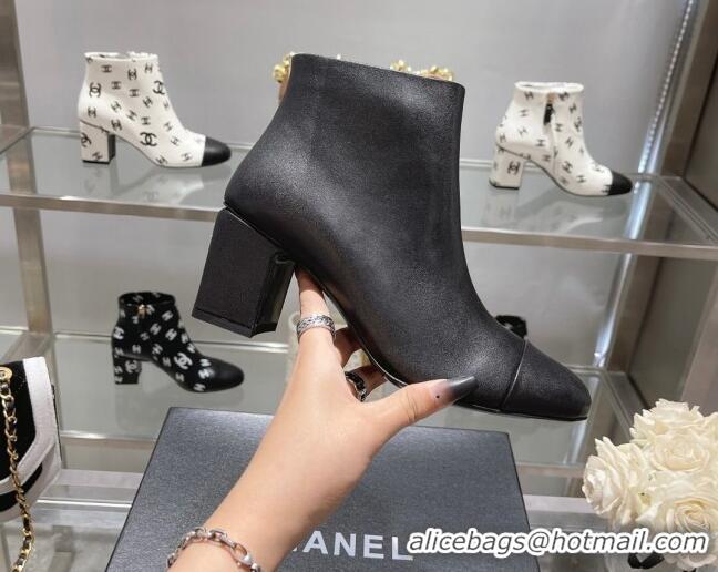 Duplicate Chanel Calf Leather Ankle Boots 6.5cm Black 082435