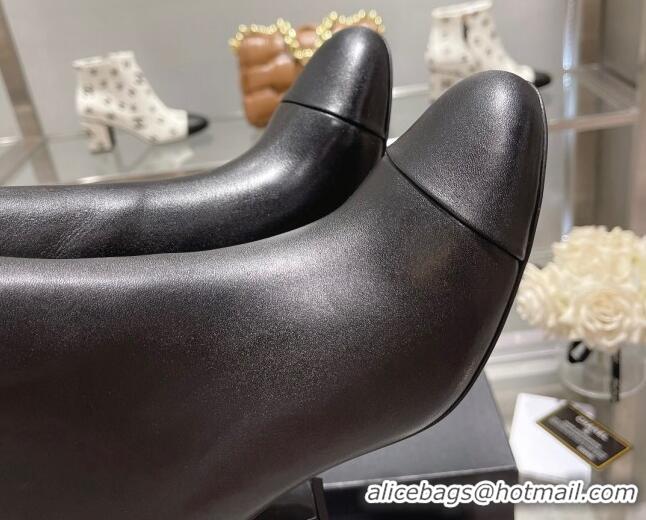 Duplicate Chanel Calf Leather Ankle Boots 6.5cm Black 082435