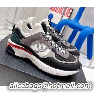 Beautiful Chanel Mesh & Suede Sneakers G39488 Black/Gray/White