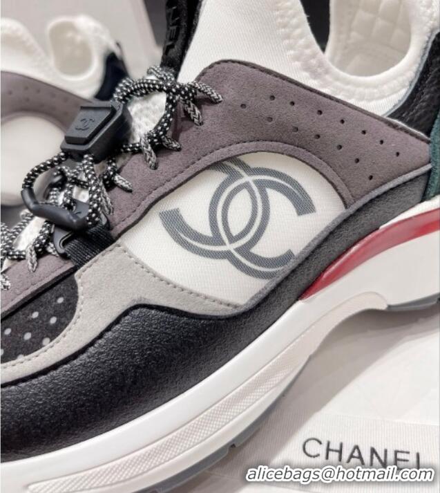 Beautiful Chanel Mesh & Suede Sneakers G39488 Black/Gray/White