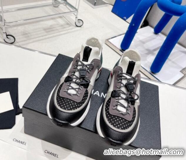 Beautiful Chanel Mesh & Suede Sneakers G39488 Black/Gray/White