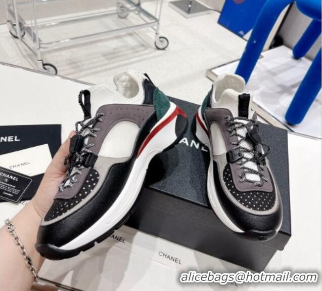 Beautiful Chanel Mesh & Suede Sneakers G39488 Black/Gray/White