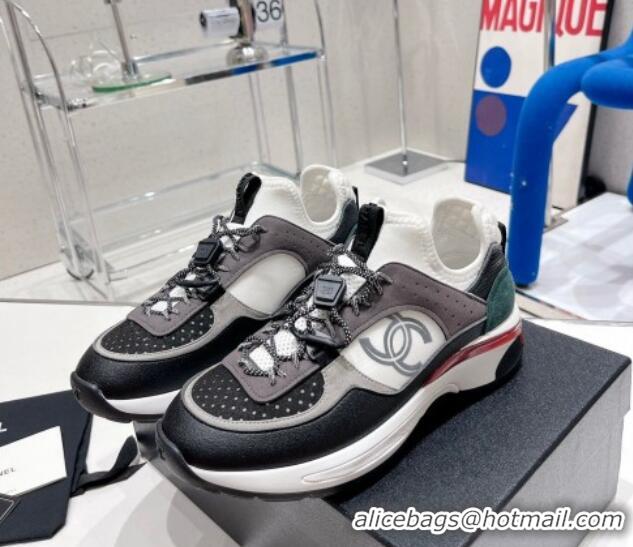 Beautiful Chanel Mesh & Suede Sneakers G39488 Black/Gray/White