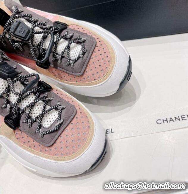 Charming Chanel Mesh & Suede Sneakers G39488 Burgundy/Pink//White