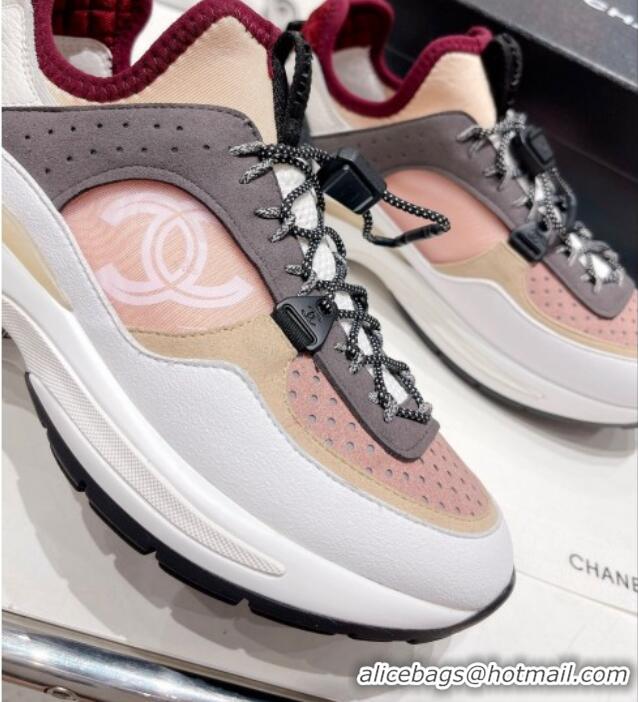 Charming Chanel Mesh & Suede Sneakers G39488 Burgundy/Pink//White