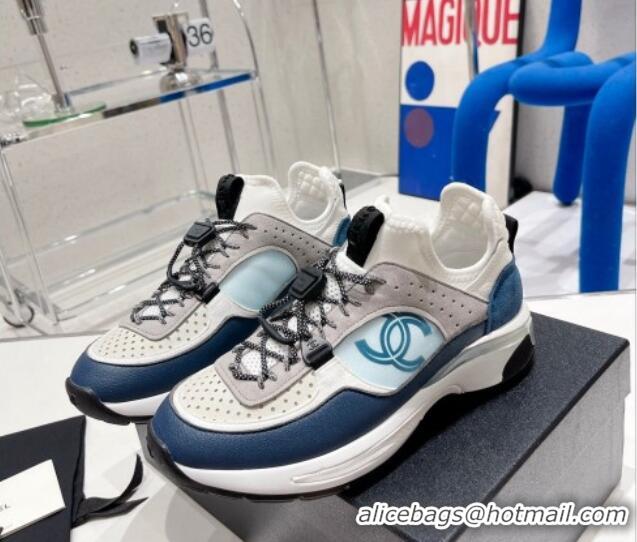 Low Price Chanel Mesh & Suede Sneakers G39488 Blue/Gray/White