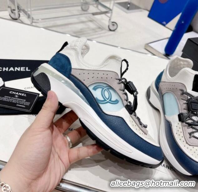 Low Price Chanel Mesh & Suede Sneakers G39488 Blue/Gray/White