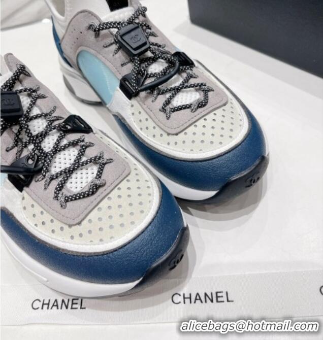 Low Price Chanel Mesh & Suede Sneakers G39488 Blue/Gray/White