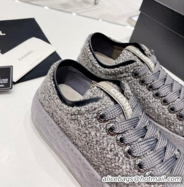 Top Quality Chanel Terry Fabric Platform Sneakers 5cm G39105 Dark Gray