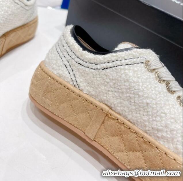 Best Price Chanel Terry Fabric Platform Sneakers 5cm G39105 White