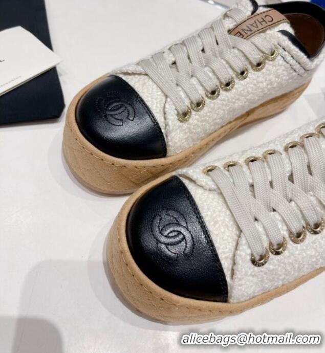 Best Price Chanel Terry Fabric Platform Sneakers 5cm G39105 White