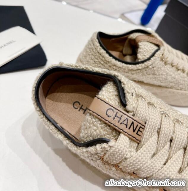 Good Looking Chanel Terry Fabric Platform Sneakers 5cm G39105 Beige