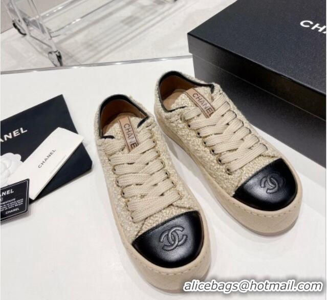 Good Looking Chanel Terry Fabric Platform Sneakers 5cm G39105 Beige