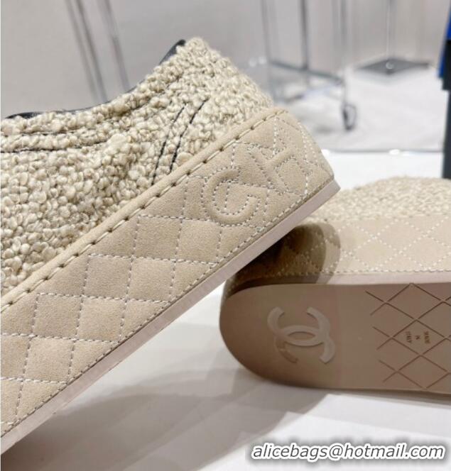 Good Looking Chanel Terry Fabric Platform Sneakers 5cm G39105 Beige