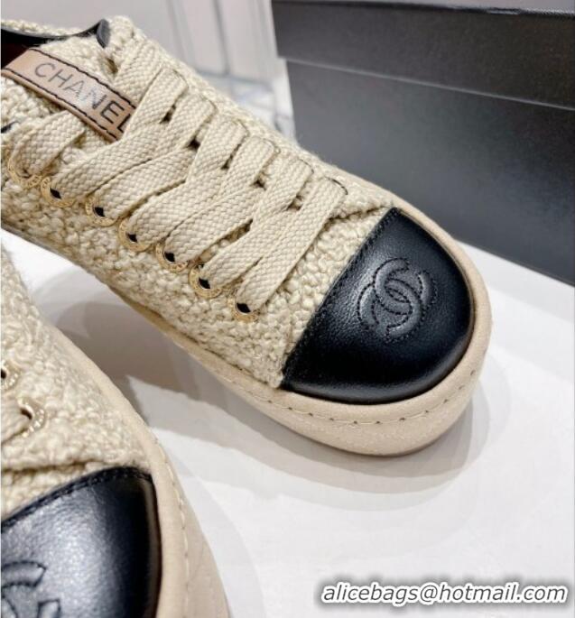 Good Looking Chanel Terry Fabric Platform Sneakers 5cm G39105 Beige