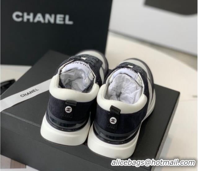 Low Price Chanel Fabric & Suede Sneakers Black/White 082450