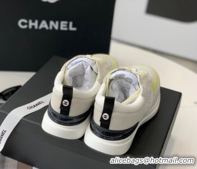 Luxurious Chanel Fabric & Suede Sneakers Light Gray 082451