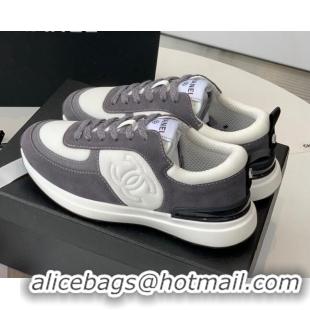 Most Popular Chanel Fabric & Suede Sneakers Dark Gray 082453