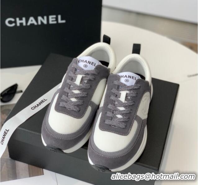 Most Popular Chanel Fabric & Suede Sneakers Dark Gray 082453