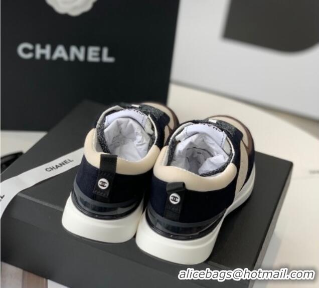 Feminine Chanel Fabric & Suede Sneakers Black/Apricot 082454