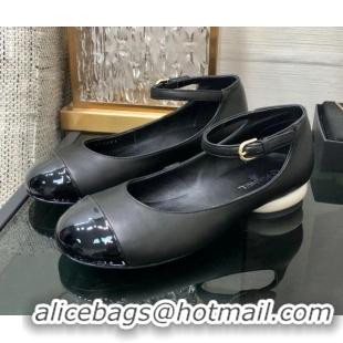 Duplicate Chanel Calfskin Mary Janes Ballerinas G39281 Black