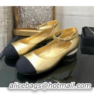 Good Product Chanel Calfskin Mary Janes Ballerinas G39281 Gold