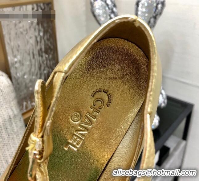 Good Product Chanel Calfskin Mary Janes Ballerinas G39281 Gold