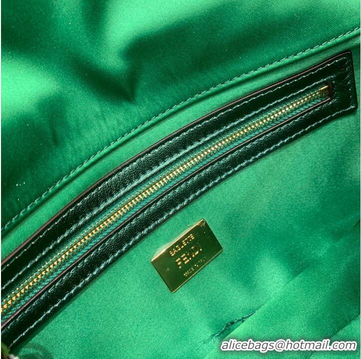 Top Quality Fendi FF Baguette Gold Metal Sequin Embroidery Bag 2017 Green