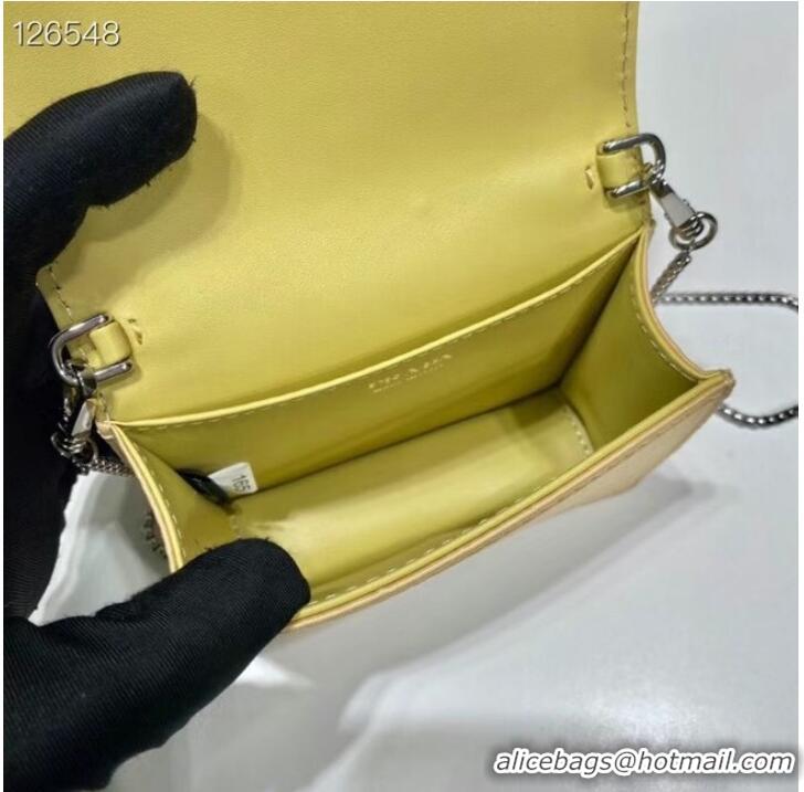 Inexpensive Prada Crystal-studded card holder with shoulder strap 1MR024 yellow