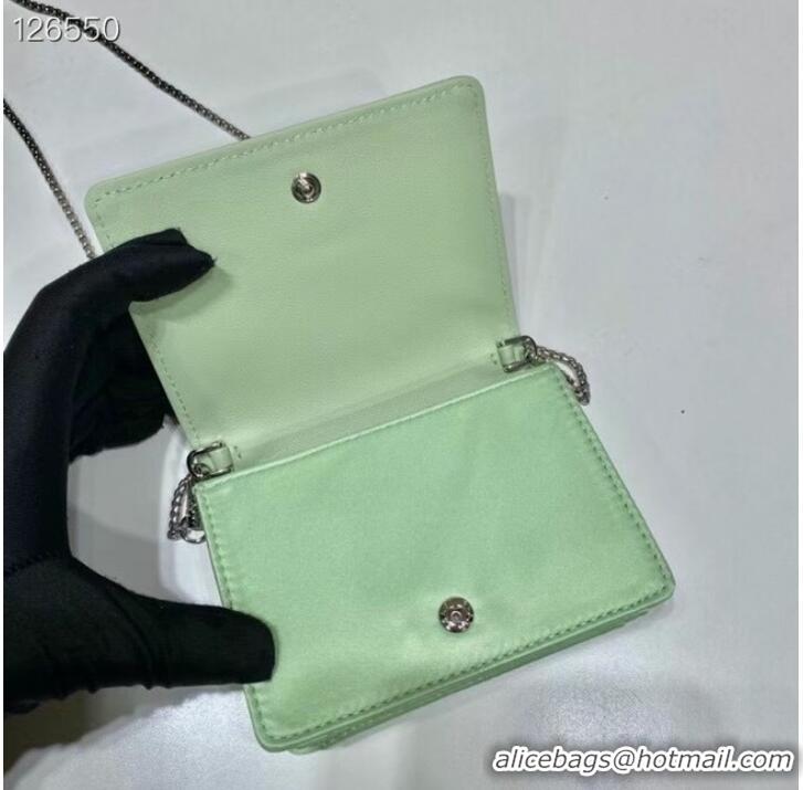 Promotional Prada Crystal-studded card holder with shoulder strap 1MR024 green