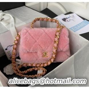 Famous Brand CHANEL SMALL FLAP BAG & Gold-Tone Metal AS3499 pink