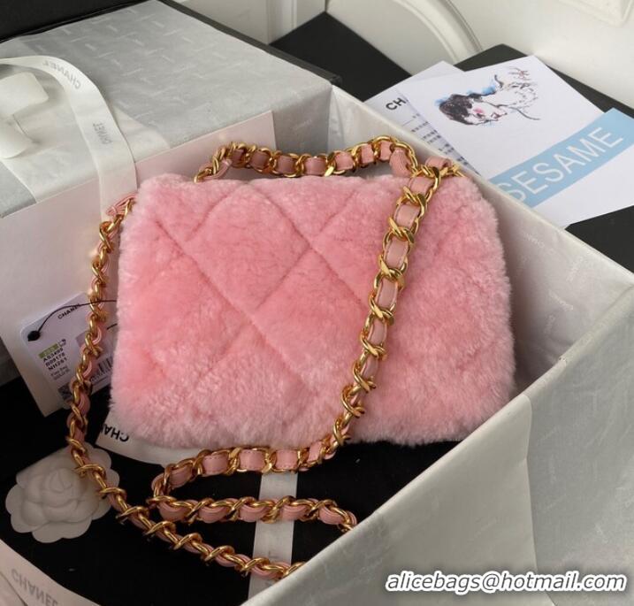 Famous Brand CHANEL SMALL FLAP BAG & Gold-Tone Metal AS3499 pink