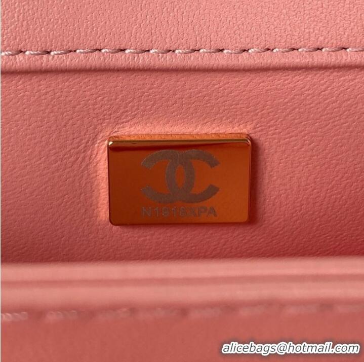 Famous Brand CHANEL SMALL FLAP BAG & Gold-Tone Metal AS3499 pink