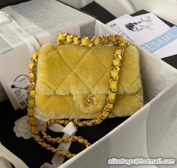 Top Quality CHANEL SMALL FLAP BAG & Gold-Tone Metal AS3499 yellow